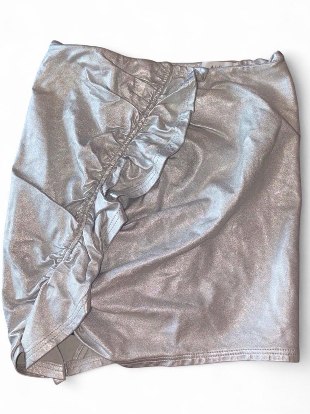A.L.C. Jupiter metallic silver leather mini skirt
